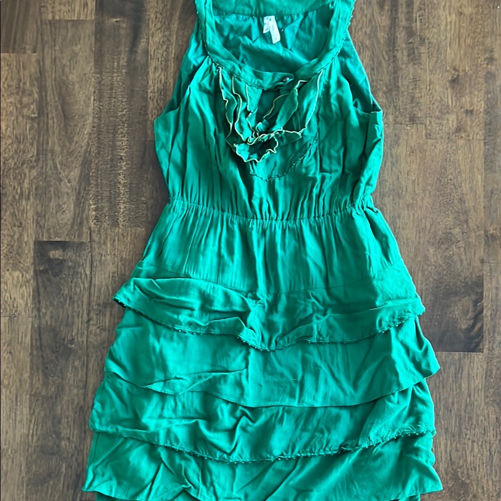 Maeve Green Ruffled Sleeveless Dress